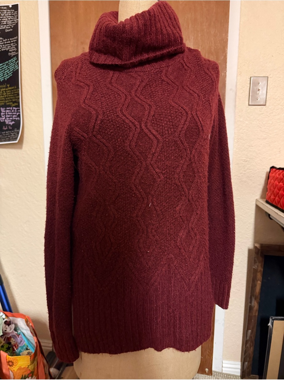 Sonoma Brown Cable Knit Turtleneck Sweater